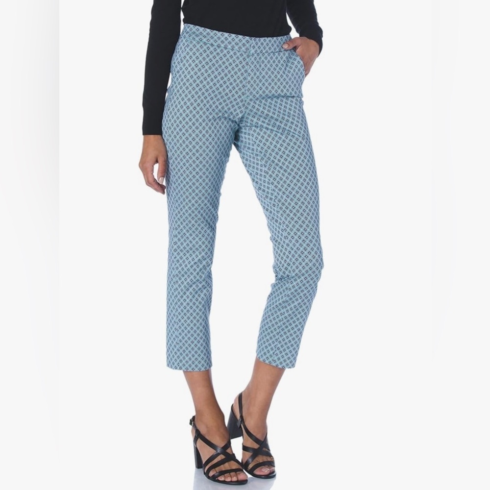 NYDJ Everyday Trouser Pants San Miguel Tile Blue Daisy - Picture 5 of 13